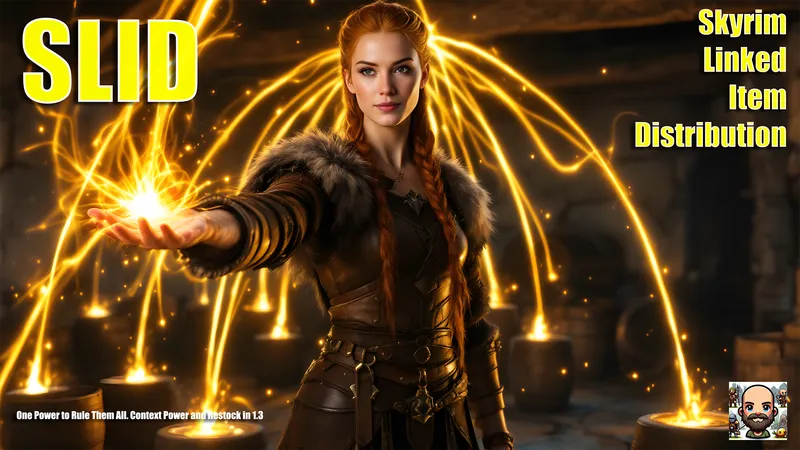 A mage casting the SLID context power with golden arcs flowing to containers